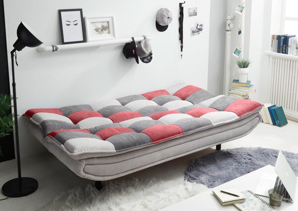 ROZKLÁDACÍ POHOVKA, textil, kompozitní dřevo, barvy stříbra, bobulová, tmavě šedá MID.YOU - Rozkládací pohovky, Online Only