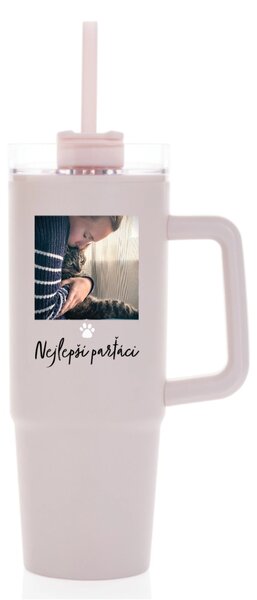 Personalizovaná termoska s průhledným víčkem - fotografie s mazlíčkem