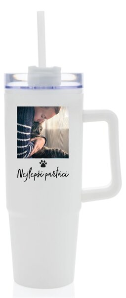 Personalizovaná termoska s průhledným víčkem - fotografie s mazlíčkem