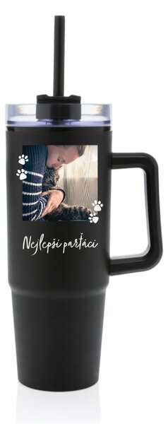 Personalizovaná termoska s průhledným víčkem - fotografie s mazlíčkem