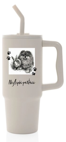Personalizovaná termoska s barevným víčkem - fotografie s mazlíčkem