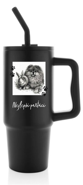 Personalizovaná termoska s barevným víčkem - fotografie s mazlíčkem