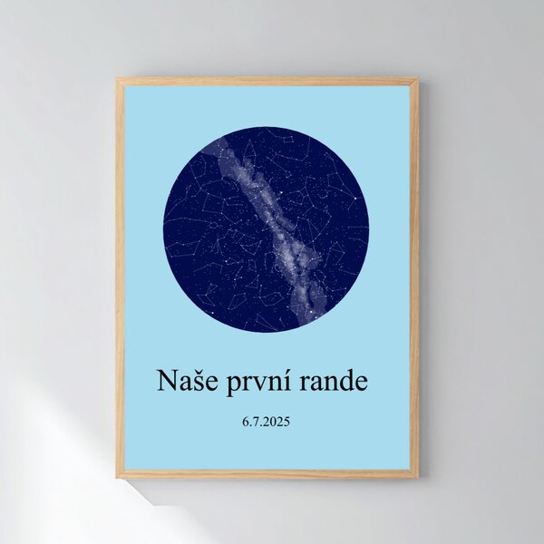 Personalizovaný magický fotoobraz v rámu - 40x50 - hvězdná mapa