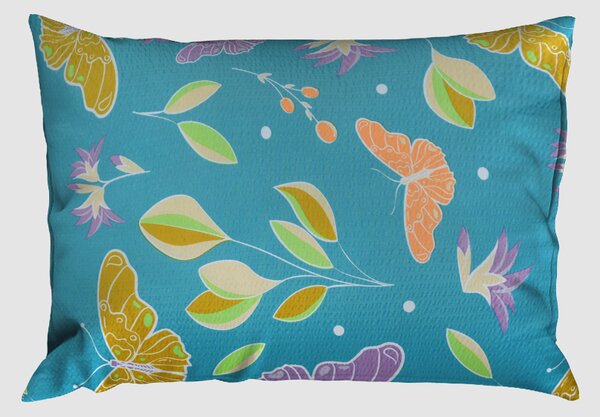 Krepové povlecení mikro LORA petrolejové 140x200 cm kvetiny;motýli