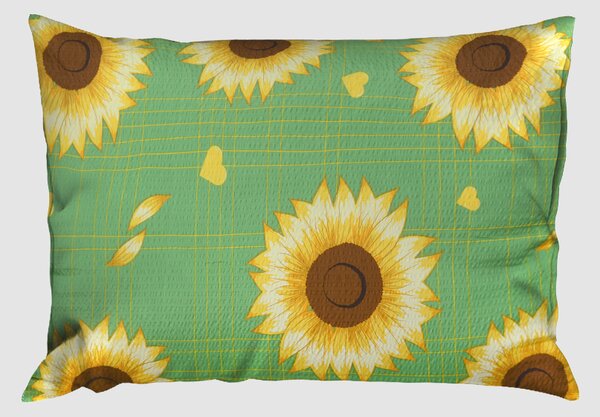 Krepové povlecení mikro prodloužené LUMA zelené 140x220 cm kvetiny