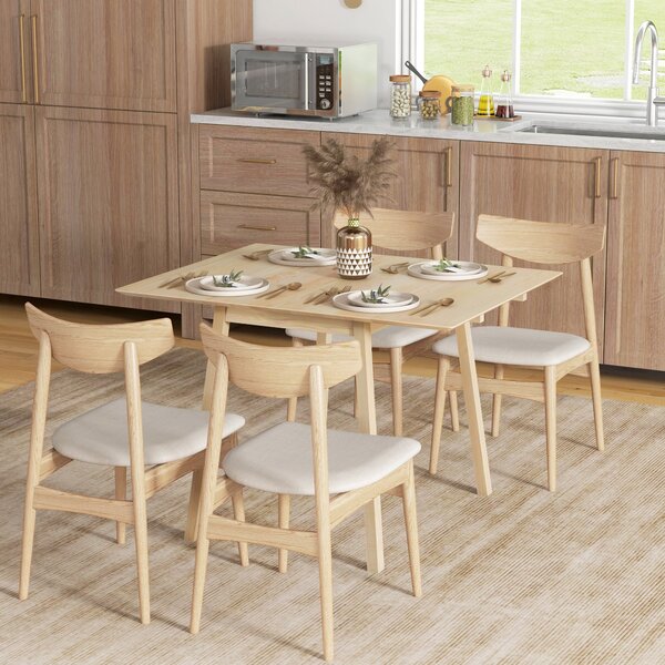 HOMCOM Skládací Jídelní Stůl pro 2-4 Osoby, Skládací Stůl v Rustikálním Stylu pro Malé Prostory, Kuchyň, Jídelnu 110 x 86 x 75 cm Přírodní | Aosom