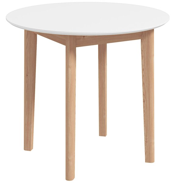 HOMCOM Jídelní stůl, Kulatý stůl do kuchyně pro 2 osoby, Jídelní stůl v country stylu, do obývacího pokoje, Masivní dřevo, Ø75 x 76 cm, Bílá | Aosom