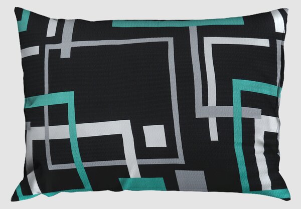 Krepové povlecení mikro prodloužené BILETA tyrkysové 140x220 cm geometrické tvary;abstrakce
