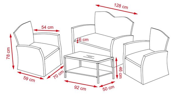 Ratanový zahradní set ALMERIA