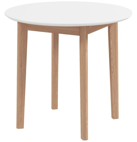 HOMCOM Jídelní stůl, Kulatý stůl do kuchyně pro 2 osoby, Jídelní stůl v country stylu, do obývacího pokoje, Masivní dřevo, Ø75 x 76 cm, Bílá | Aosom