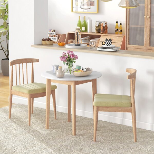 HOMCOM Jídelní stůl, Kulatý stůl do kuchyně pro 2 osoby, Jídelní stůl v country stylu, do obývacího pokoje, Masivní dřevo, Ø75 x 76 cm, Bílá | Aosom