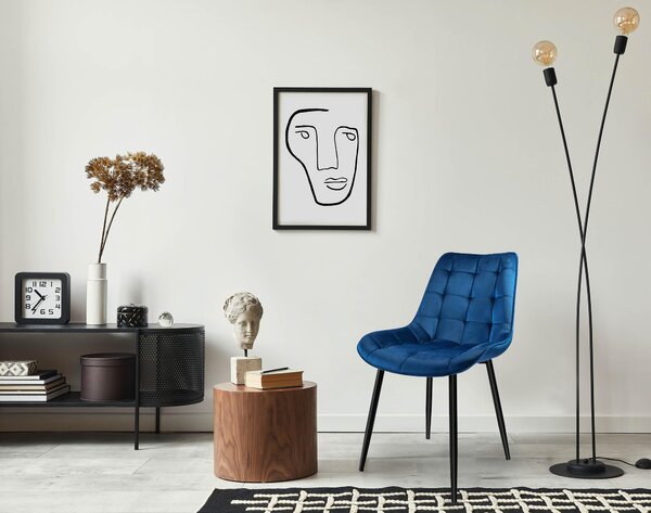 Sametová židle NORMAN velur modrá průmyslový design