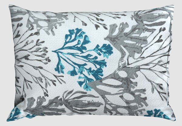 Krepové povlecení prodloužené HERBA tyrkysové 140x220 cm listy;rostliny