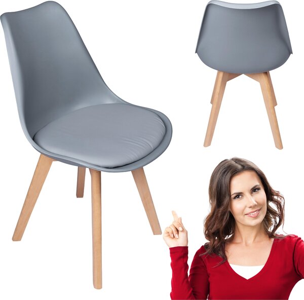 Bauerkraft G-506 Moderní skandinávská židle s poduškou, šedá