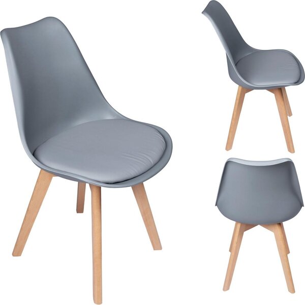 Bauerkraft G-506 Moderní skandinávská židle s poduškou, šedá