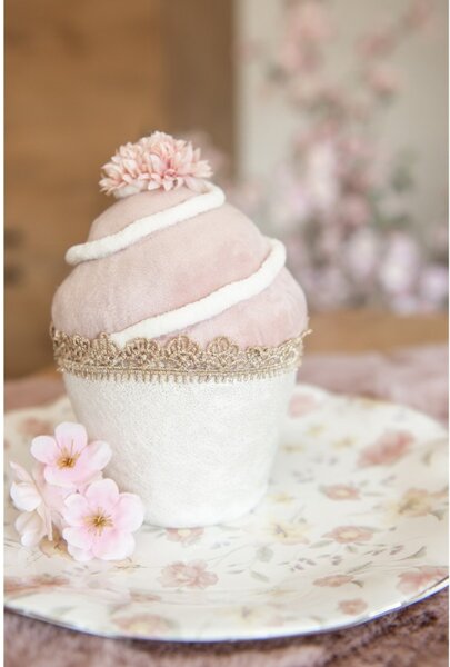 Růžový cupcake – textilní dekorace – 11x16 cm