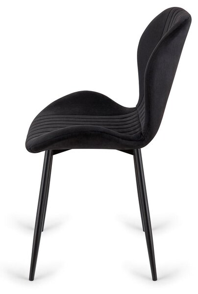 Čalouněná židle MONTI Velvet Black- Jídelní židle - Sametový potah - Obývací pokoj Kuchyně Jídelna - Kovové nohy - Pohodlná židle