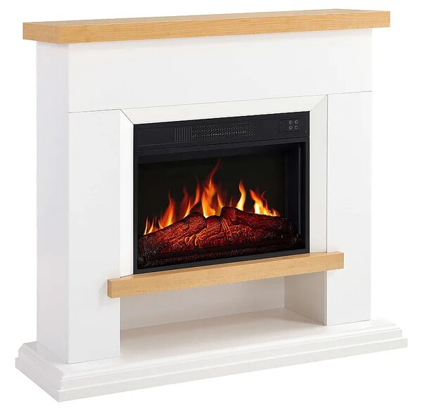 Elektrický krb ArtiFlame Shelford AF23S Elektrický krb s topením 18kW Realistický 3D efekt plamene LED osvětlení Dálkové ovládání Časovač Bílý