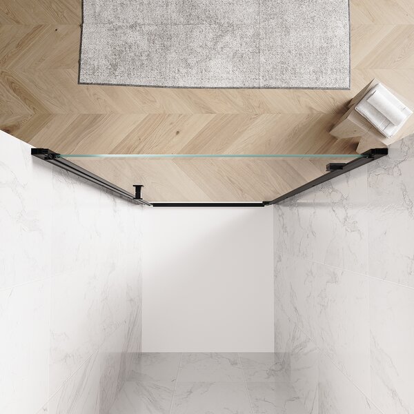 SONNI 80x195cm dveře do sprchové niky, 6mm bezpečnostní sklo, sprchové dveře se závěsem, matně černé křídlové dveře do sprchových koutů, sprchové dveře do zásuvky