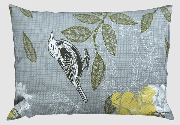Krepové povlecení prodloužené PARANA žluté 140x220 cm kvetiny;listy;ornamenty;zvírata
