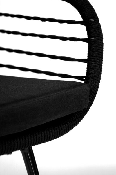 Jídelní židle Kobolo sada 2 židlí včetně polštáře - retro vzhled černý kov a provaz - židle jídelní židle kuchyňské židle křeslo bar deco