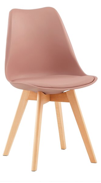 HJ_WeDoo Sada 8 jídelních židlí s masivní bukovou nohou, skandinávský design čalouněné kuchyňské židle židle kuchyňské dřevo, kouřově růžová barva