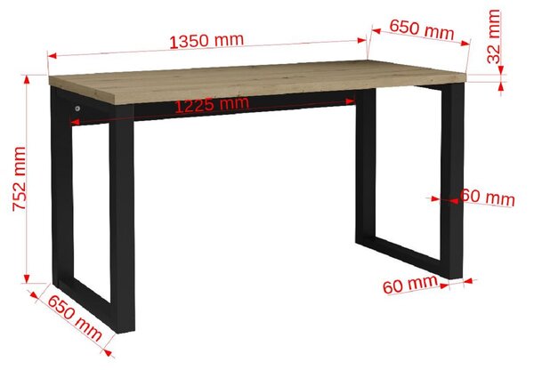 ADRK PC stůl MARO B-ART, dub artisan/černá
