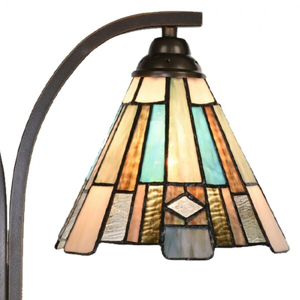 Modro-béžová stolní lampa Tiffany na 2 žárovky Bart – 48x19x57 cm