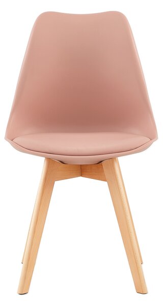 HJ_WeDoo Sada 8 jídelních židlí s masivní bukovou nohou, skandinávský design čalouněné kuchyňské židle židle kuchyňské dřevo, kouřově růžová barva
