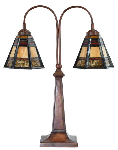 Stolní lampa Tiffany na 2 žárovky Maycee – 48x19x64 cm