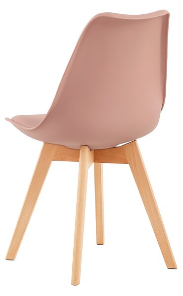 HJ_WeDoo Sada 8 jídelních židlí s masivní bukovou nohou, skandinávský design čalouněné kuchyňské židle židle kuchyňské dřevo, kouřově růžová barva