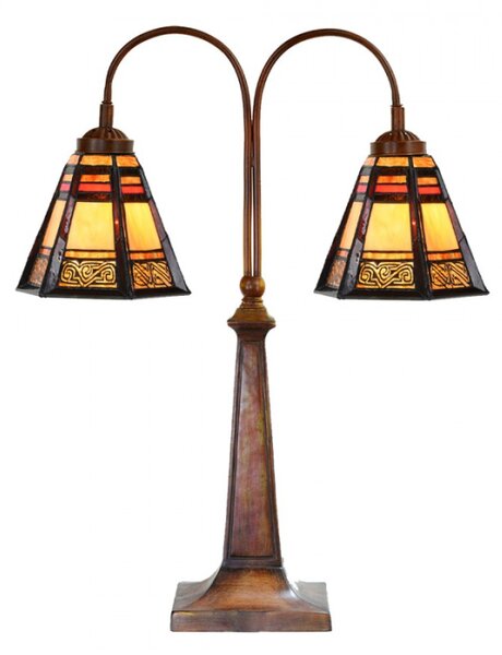 Stolní lampa Tiffany na 2 žárovky Maycee – 48x19x64 cm