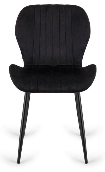 Čalouněná židle MONTI Velvet Black- Jídelní židle - Sametový potah - Obývací pokoj Kuchyně Jídelna - Kovové nohy - Pohodlná židle