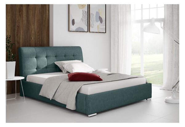 Moderní čalouněná postel Evelyn s úložným prostorem modrá 200 x 200