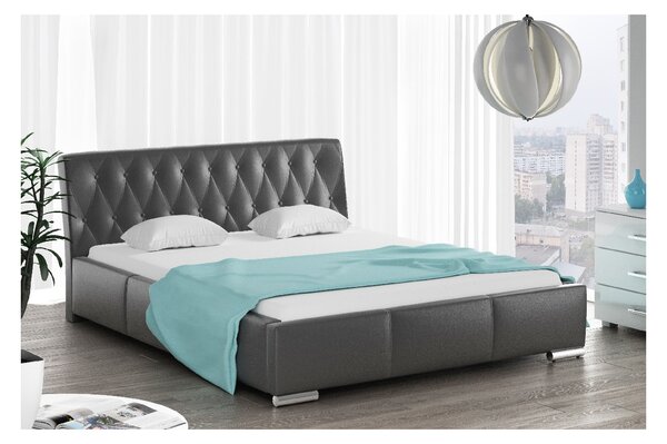 Čalouněná postel Romana s vysokým čelem a úložným prostorem černá eko kůže 180x200