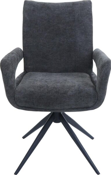 Sada 6 jídelních židlí HWC-O78, kuchyňská židle, otočná s automatickým návratem, potah: textilní materiál chenille (310 g/m²), tmavě šedá barva