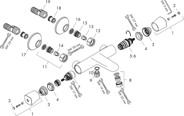 Hansgrohe Ecostat, Umyvadlo, Chrom