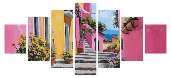 Obraz - Růžová ulička (210x100 cm)