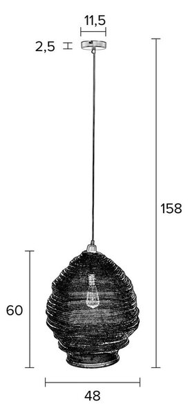 Černé závěsné svítidlo White Label Lena, ø 48 cm