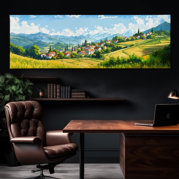 Obraz na plátně - Malebná vesnička Obersdorf FeelHappy.cz Velikost obrazu (šířka x výška): 120 x 40 cm