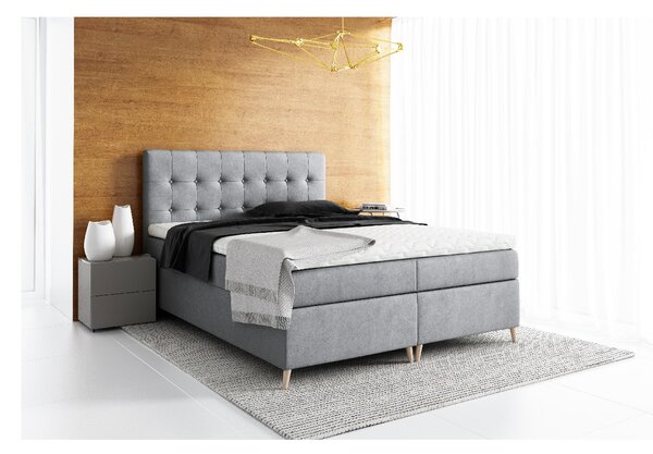 Elegantní čalouněná postel Komala s úložným prostorem tmavě šedá 160 x 200 + topper zdarma