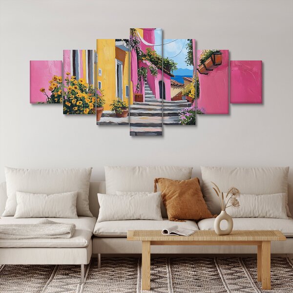 Obraz - Růžová ulička (210x100 cm)
