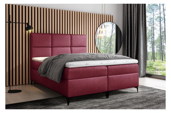 Designové čalouněná postel Fiza s úložným prostorem červená 160 x 200 + topper zdarma