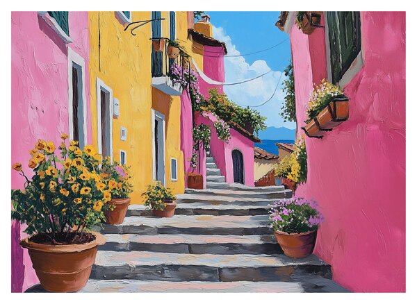 Obraz - Růžová ulička (70x50 cm)