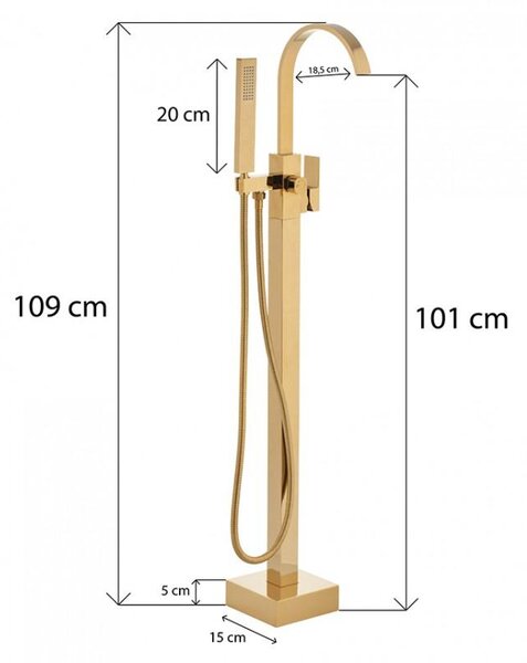 Erga Enzo, volně stojící vanová baterie h-1090, zlatá lesklá, ERG-YKA-BS.ENZO-GLD