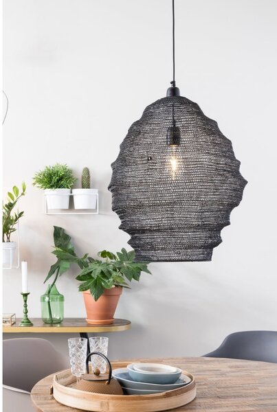 Černé závěsné svítidlo White Label Lena, ø 48 cm
