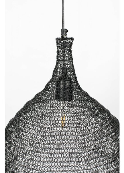 Černé závěsné svítidlo White Label Lena, ø 37 cm