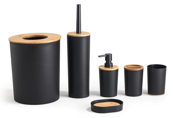 Plastový koupelnový set HERZBERG 6 ks černý