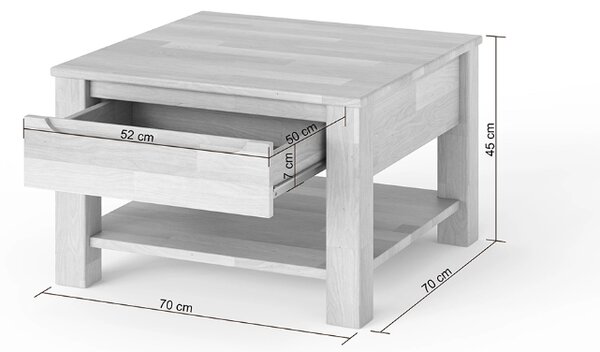 Massivo.cz Konferenční stolek Winten 1SH, 70x70 cm, dub, masiv - horní