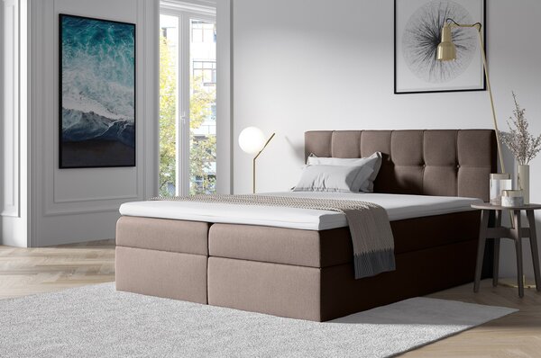 Čalouněná postel s úložným prostorem RECIVIO hnědá 140 x 200